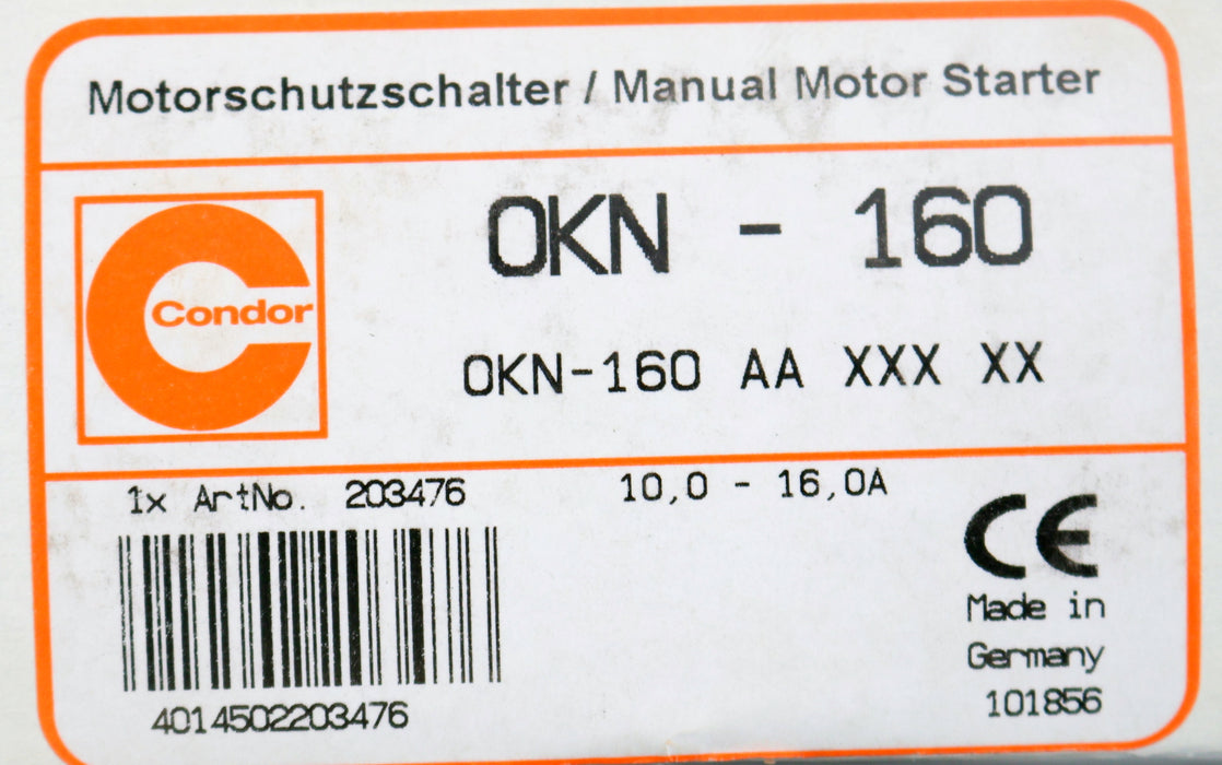 Bild des Artikels CONDOR-Motorschutzschalter-OKN-160-AA-Art.No.-203476-10-16A-500V-50-60Hz-63A