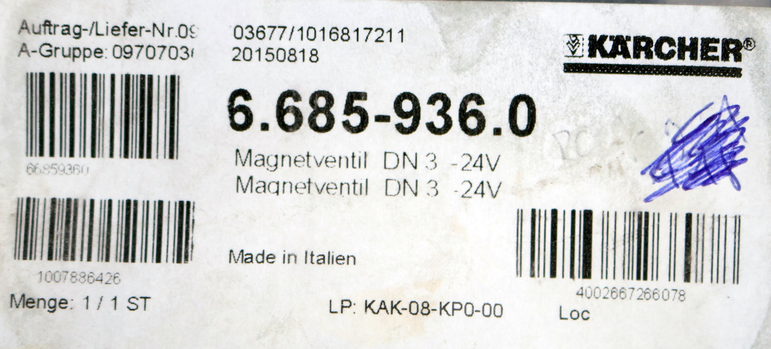 Bild des Artikels KÄRCHER-Magnetventil-DN-3--24V-Art.Nr.:-6.685-936.0-unbenutzt-in-OVP