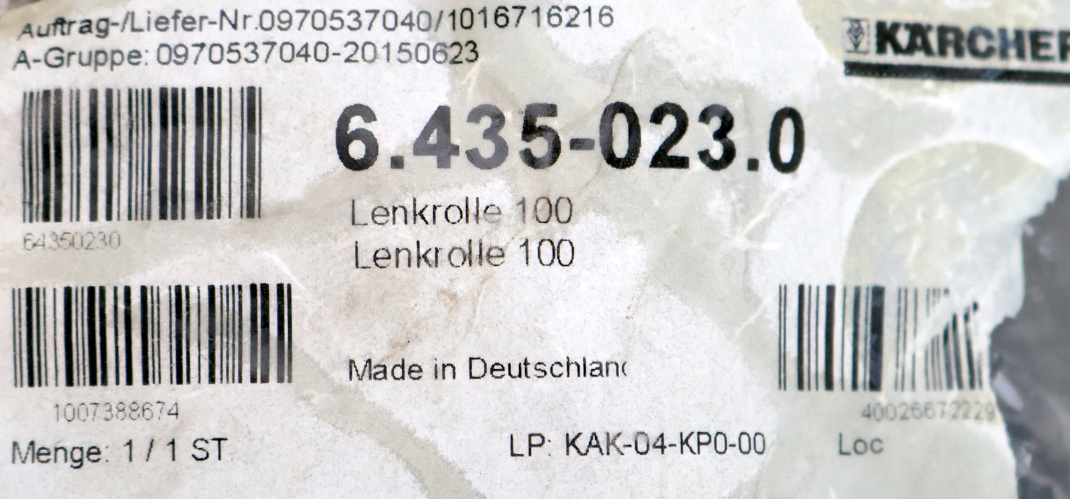 Bild des Artikels KÄRCHER-Lenkrolle-100-Art.Nr.:-6.435-023.0-zu-HDS-75-/-800-Lochabstand-55x76mm