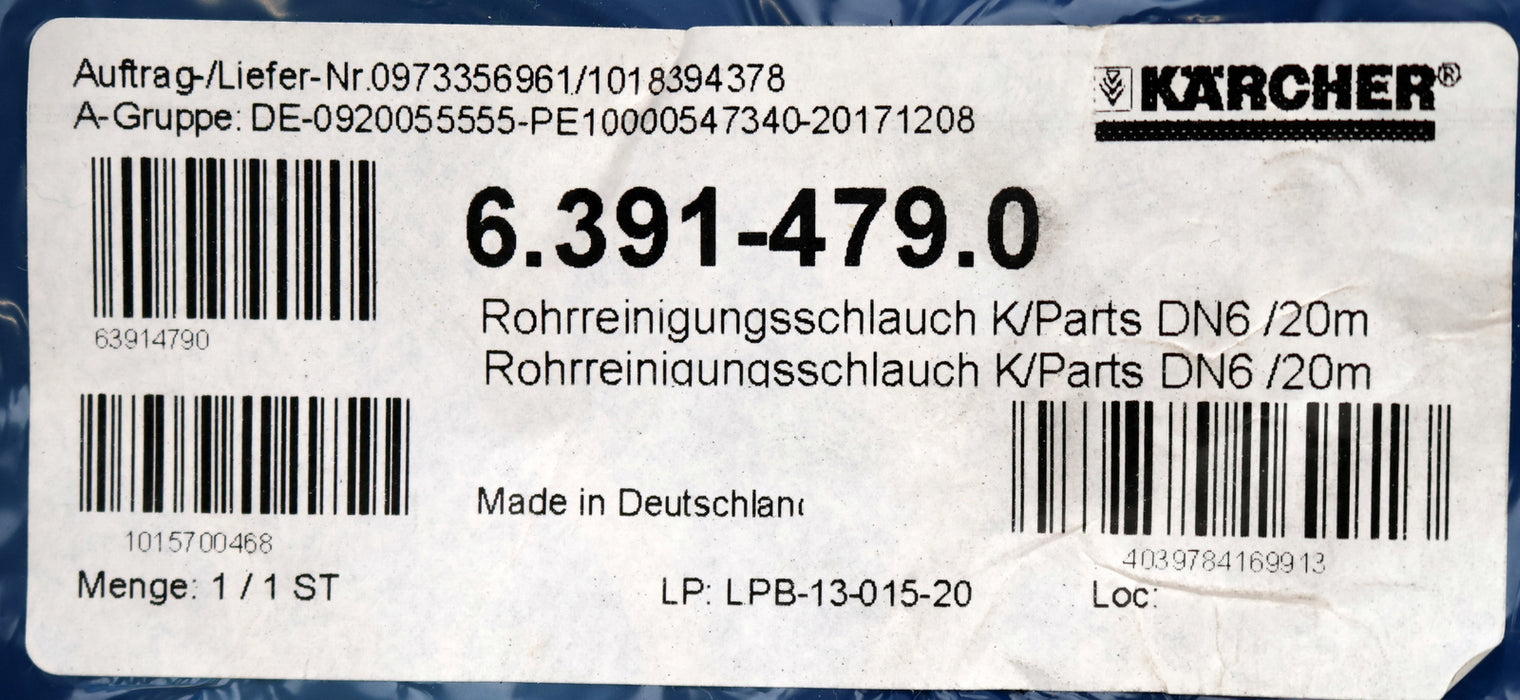 Bild des Artikels KÄRCHER-Rohrreinigungsschlauch-plus-NW-6-Länge-20m-Art.Nr.:-6.391-479.0