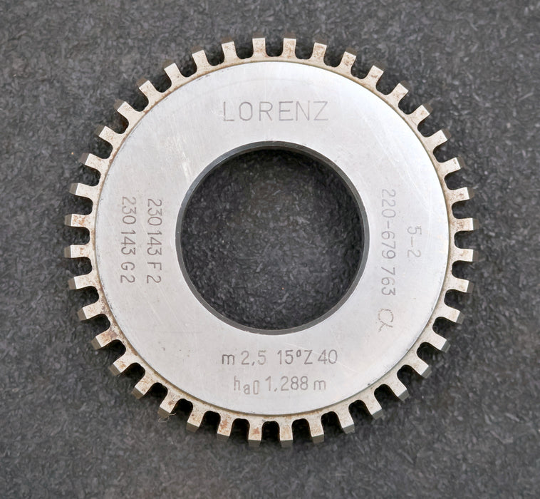 Bild des Artikels LORENZ-Scheibenschneidrad-m=-2,5mm-15°-EGW-Z-=-40-ha0-1,288m-gear-shaper-