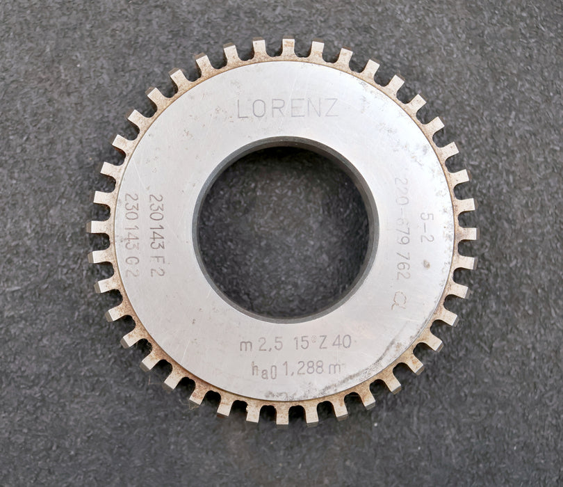 Bild des Artikels LORENZ-Scheibenschneidrad-gear-shaper-m=-2,5mm-15°-EGW-Z-=-40-ha0-1,288m