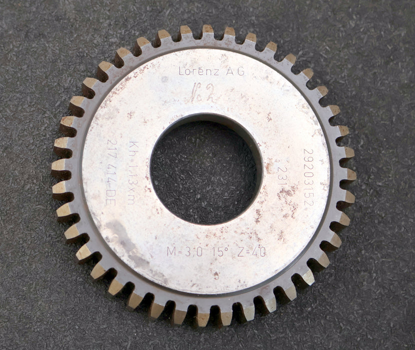 Bild des Artikels LORENZ-Scheibenschneidrad-gear-shaper-m=-3mm-15°-EGW-Z-=-40-Kh=-1,13xm