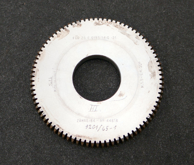Bild des Artikels S.U.-Scheibenschneidrad-m=-1,5mm-20°-EGW-Z=-84-Ø128-x-15-x-Ø1-3/4"