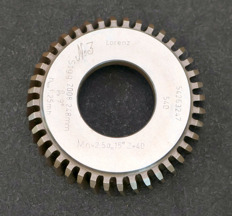 Bild des Artikels LORENZ-Scheibenschneidrad-Treppenschliff-gear-shaper-m=-2,5mm-15°-EGW-Z=-40