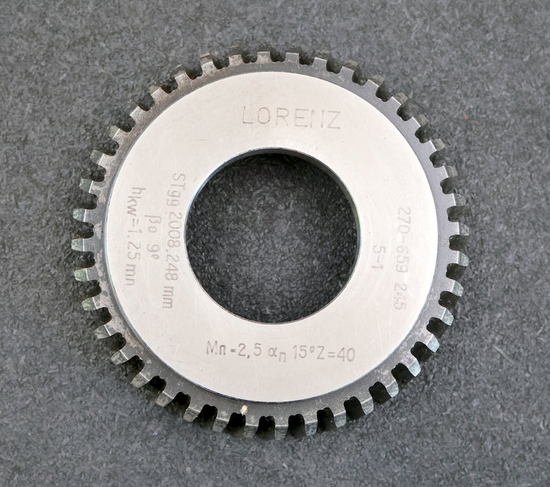 Bild des Artikels LORENZ-Scheibenschneidrad-Treppenschliff-m=-2,5mm-15°-EGW-Z=-40-Ø109x25xØ1-3/4"