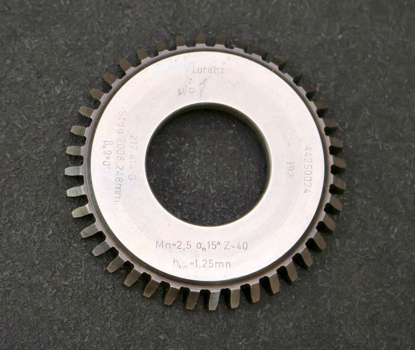 Bild des Artikels LORENZ-Scheibenschneidrad-mit-Treppenschliff-gear-shaper-m=-2,5mm-15°-EGW-Z=-40