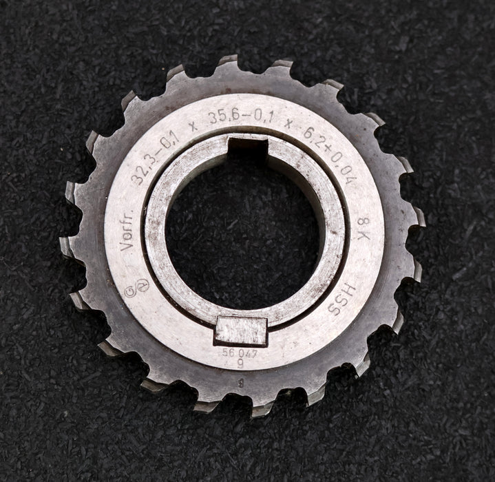 Bild des Artikels Keilwellen-Formfräser-8-Keile-32,3-0,1x35,6-0,1x6,2+0,04mm-mit-Höcker-Vorfräser
