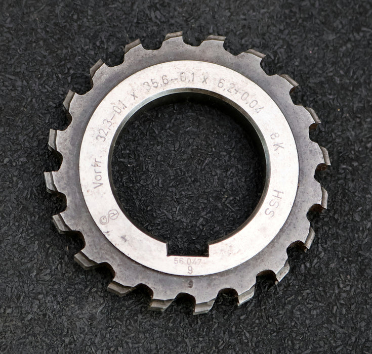 Bild des Artikels Keilwellen-Formfräser-8-Keile-32,3-0,1x35,6-0,1x6,2+0,04mm-Vorfräser-mit-Höcker-