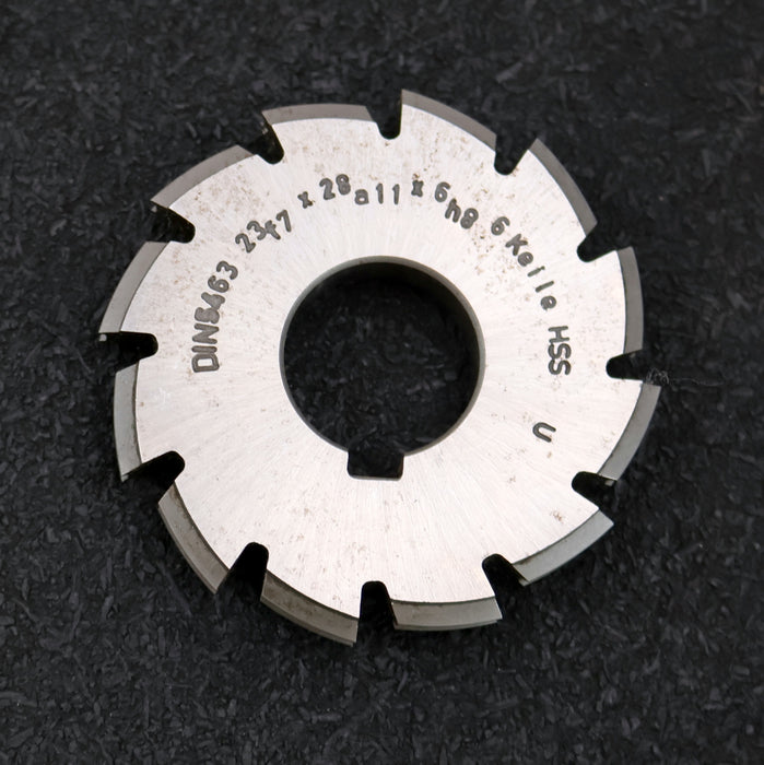 Bild des Artikels Keilwellen-Formfräser-6-Keile-23f7x28a11x6h8mm-mit-Höcker-Ø64x10xØ22mm-mit-LKN