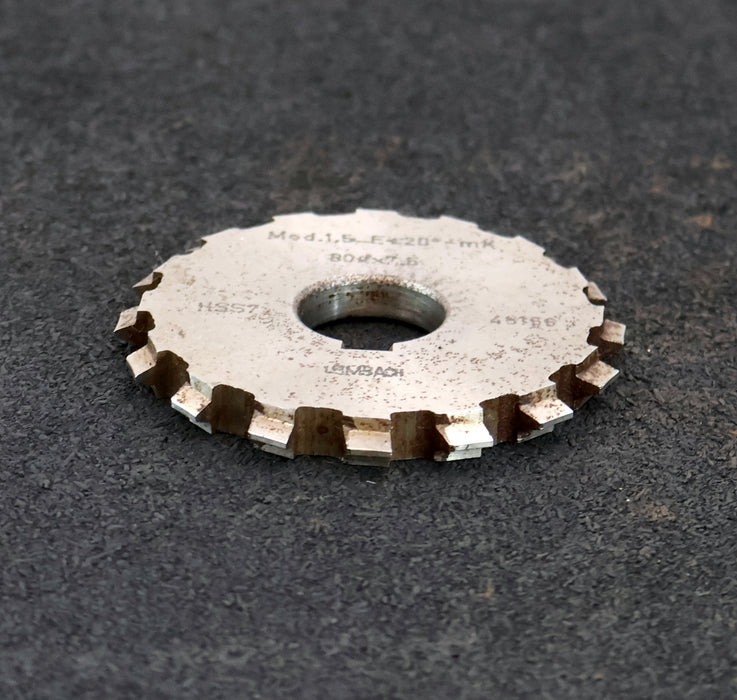 Bild des Artikels LEIMBACH-Zahnstangen-Formfräser-m=-1,5mm-20°-EGW-Ø80x7,5xØ22mm-