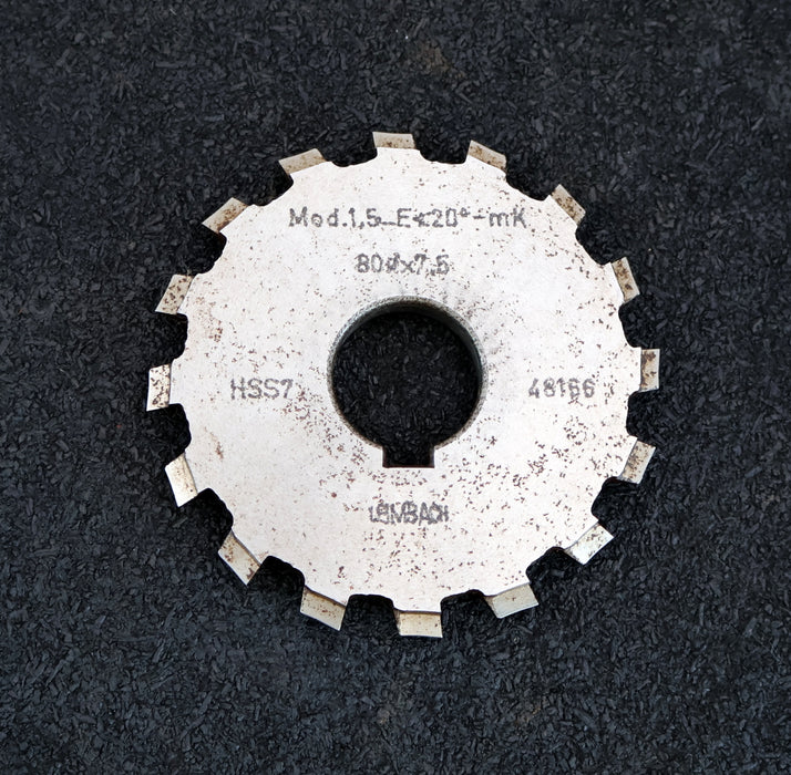 Bild des Artikels LEIMBACH-Zahnstangen-Formfräser-m=-1,5mm-20°-EGW-Ø80x7,5xØ22mm-