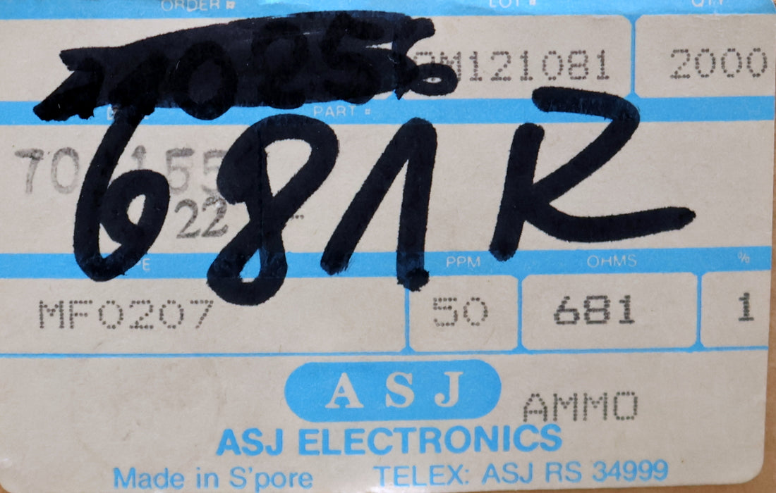 Bild des Artikels ASJ-1600x-Metallschichtwiderstände-681Ω-681-Ohm-Toleranz-1%-Model-MF0207