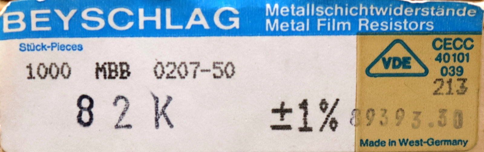 Bild des Artikels BEYSCHLAG-600x-Metallschichtwiderstände-82kΩ-82000-Ohm-Toleranz-1%-MBB0207-50