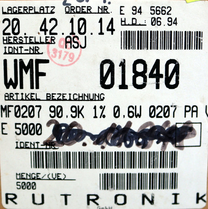 Bild des Artikels RUTRONIK-5000x-Metallschichtwiderstände-90,9kΩ-0,6W-90900-Ohm-Toleranz-1%