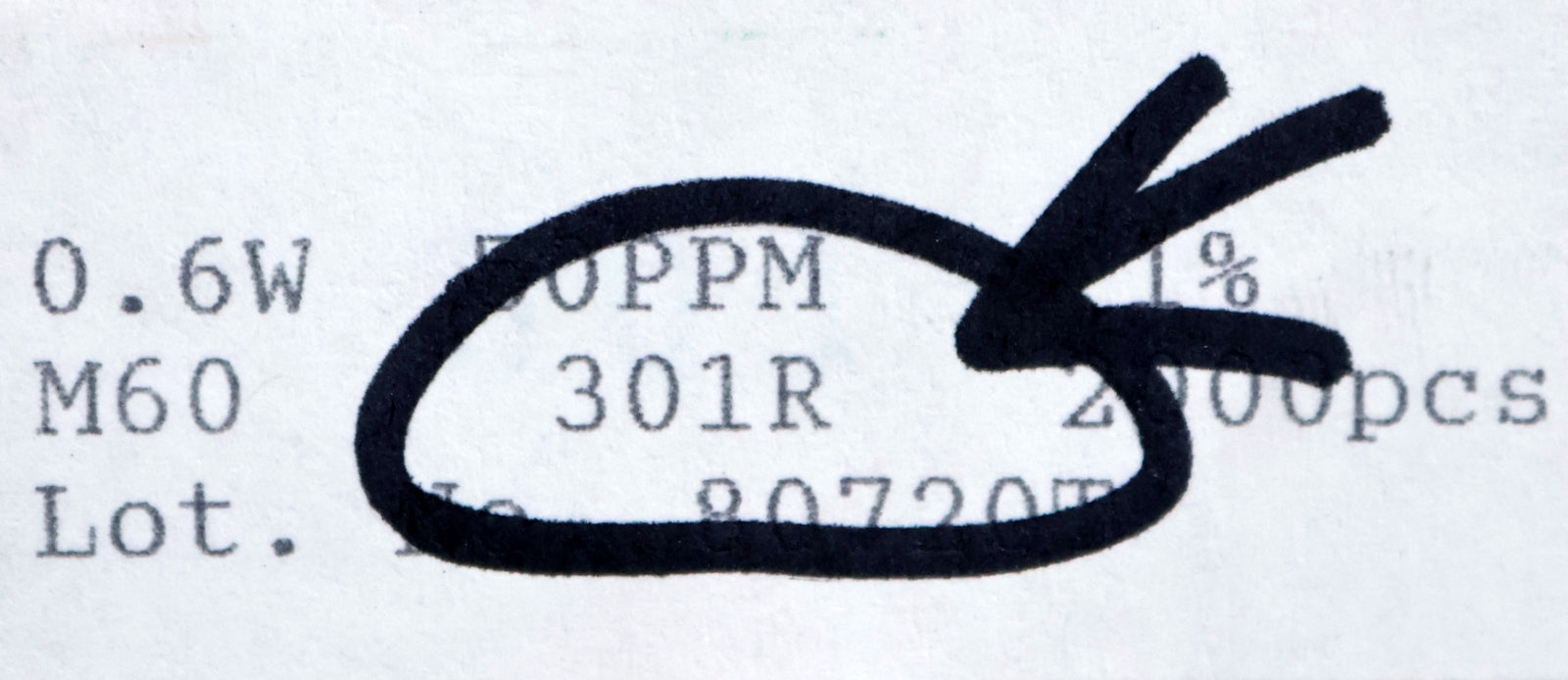 Bild des Artikels 1400x-Metallschichtwiderstände-301Ω-0,6W-50PPM-301-Ohm-Toleranz-1%-Model-MK2