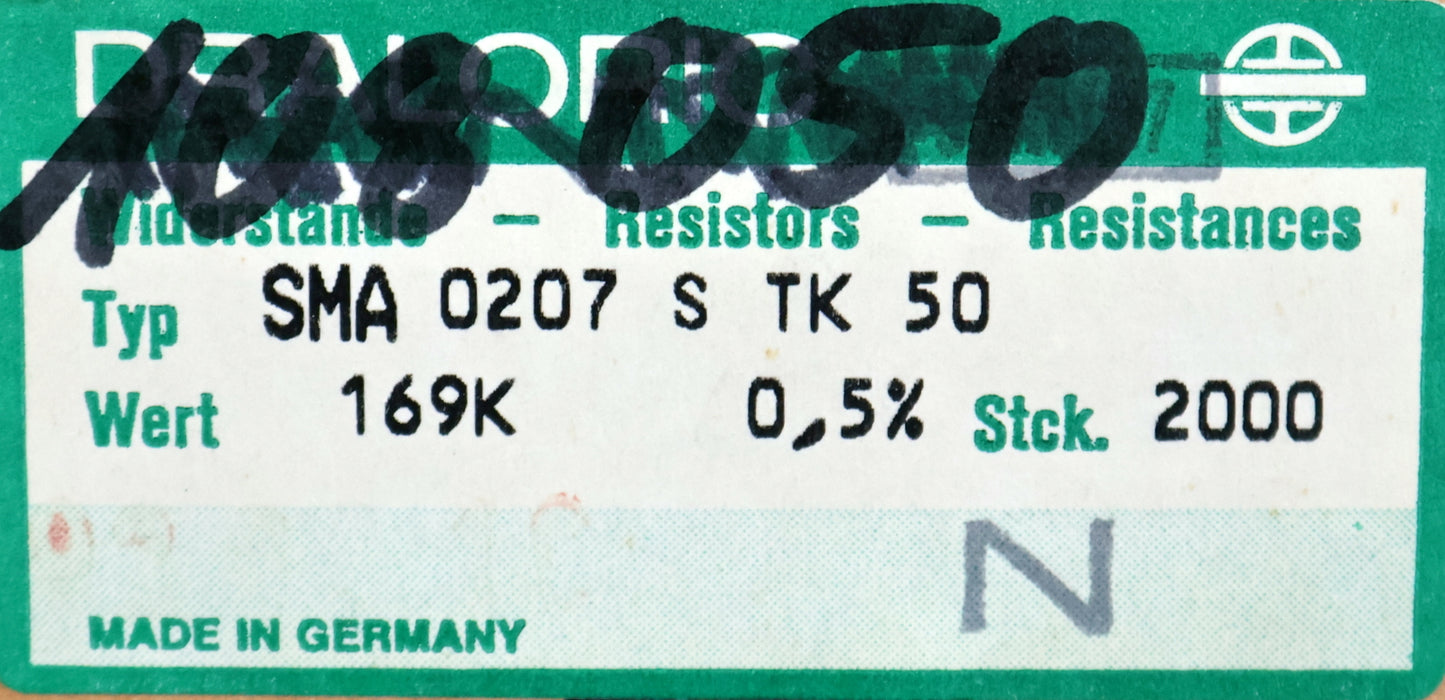 Bild des Artikels DRALORIC-1600x-Metallschichtwiderstände-169kΩ-169000-Ohm-Toleranz-0,5%-SMA-0207