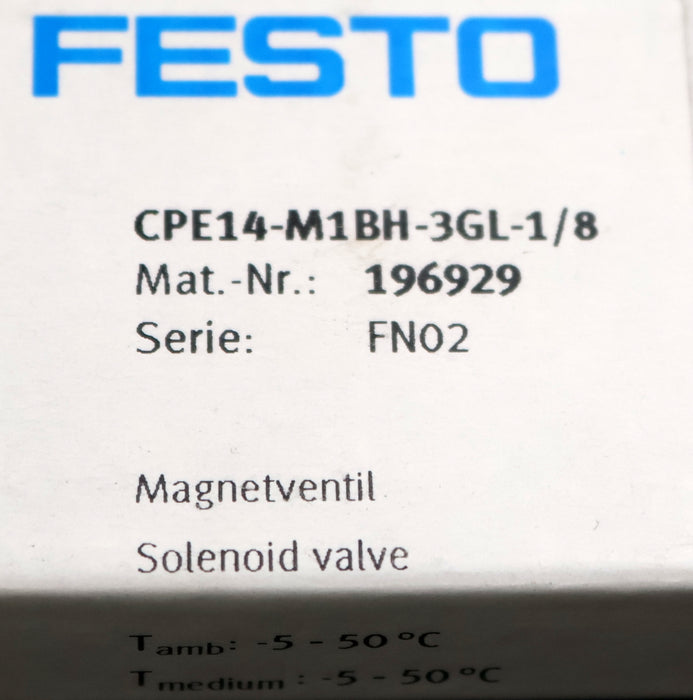 Bild des Artikels FESTO-Magnetventil-CPE14-M1BH-3GL-1/8-Art.Nr.-196929-unbenutzt-in-OVP
