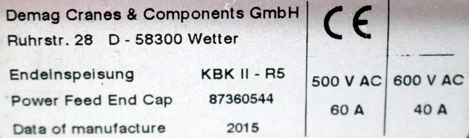 Bild des Artikels DEMAG-6m-KBK-II---R5-Kranbaukasten-mit-Endeinspeisung-Nr.:-98223444-/-87360544