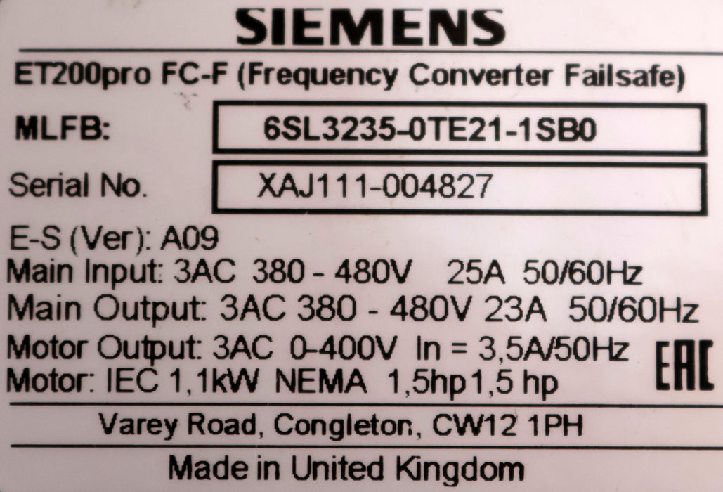 Bild des Artikels SIEMENS-ET200pro-FC-F-Frequenzumrichter-6SL3235-0TE21-1SB0-Gehäuse-angebrochen