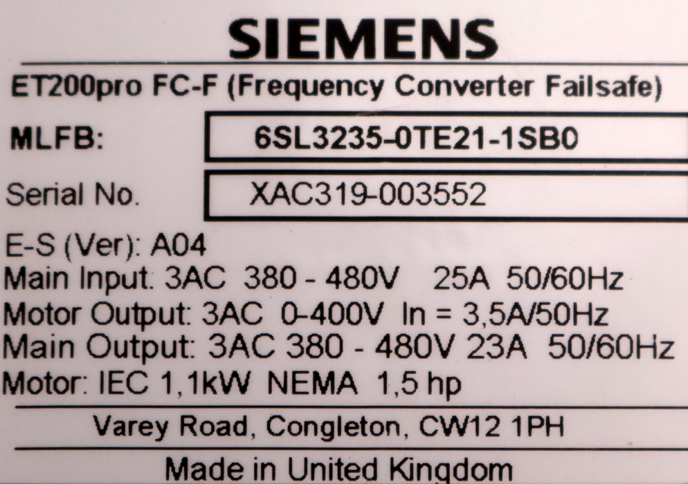 Bild des Artikels SIEMENS-ET200pro-FC-F-Frequenzumrichter-6SL3235-0TE21-1SB0-stark-verschmutzt
