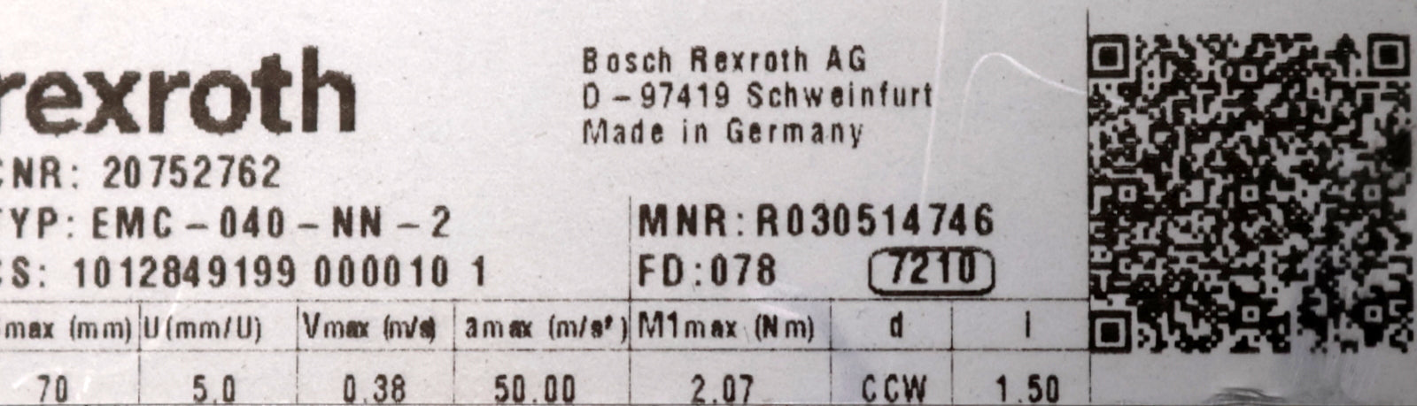 Bild des Artikels REXROTH-Elektromechanische-Zylinder-Typ-EMC-040-NN-2-MNR:-R030514746