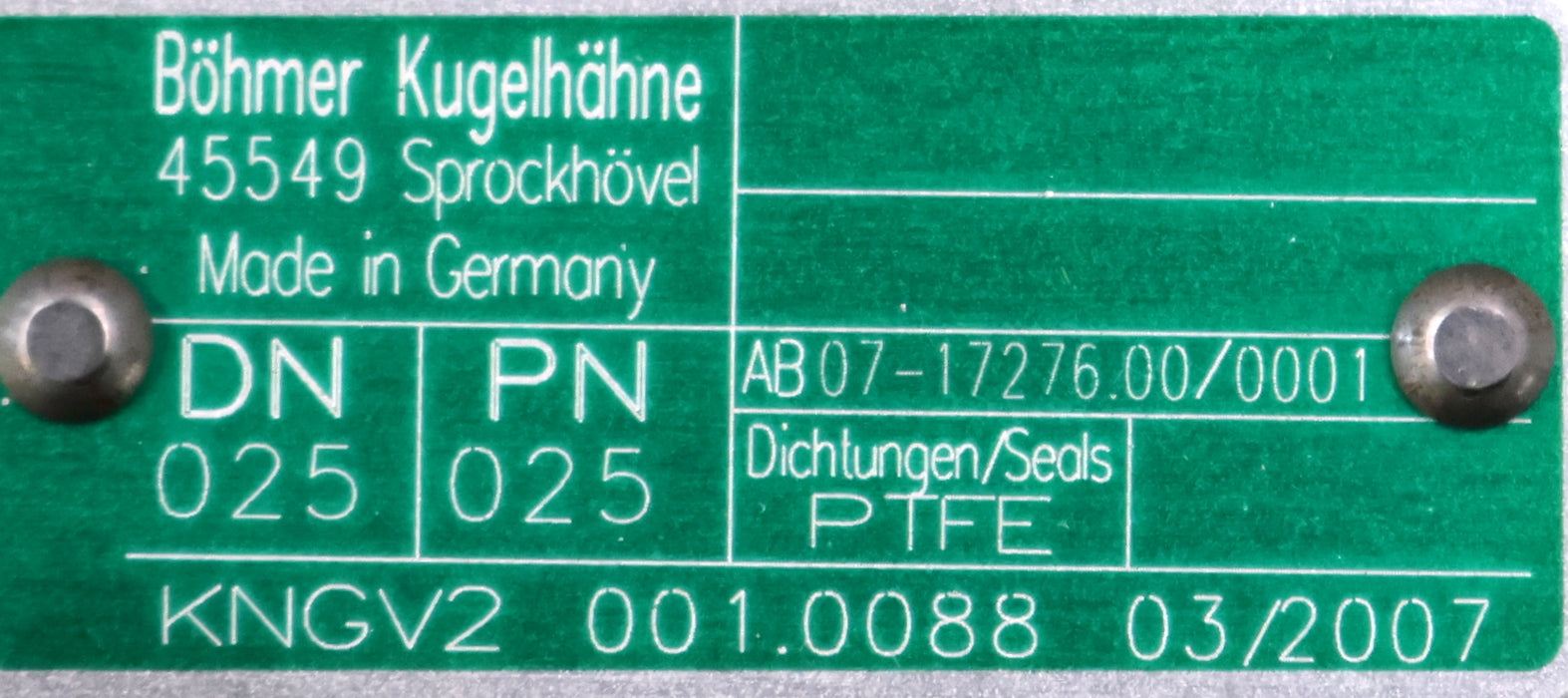 Bild des Artikels BÖHMER-Kugelhahn-mit-Handhebel-KNGV2-DN25-PN25-GAS-PN16-unbenutzt