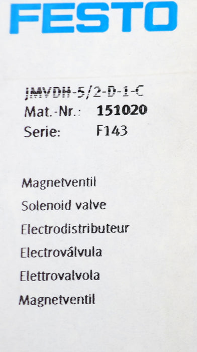 Bild des Artikels FESTO-Magnetventil-JMVDH-5/2-D-1-C-Mat.Nr.-151020-2-10bar-20,4-26,4VDC