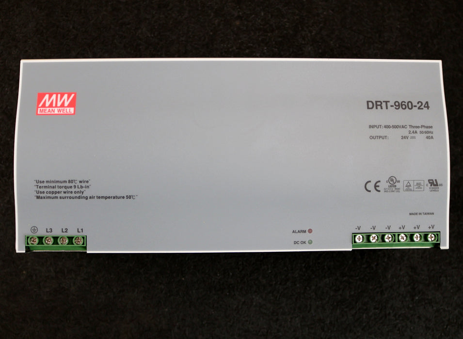 Bild des Artikels MEAN-WELL-Hutschienen-Netzteil-Typ-DRT-960-24-Input:-400-500VAC-2,4A-50/60Hz