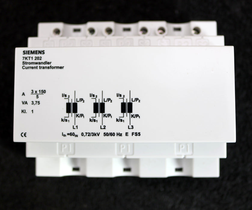 Bild des Artikels SIEMENS-Stromwandler-7KT1202-720VAC-3x-150/5A-unbenutzt-in-OVP