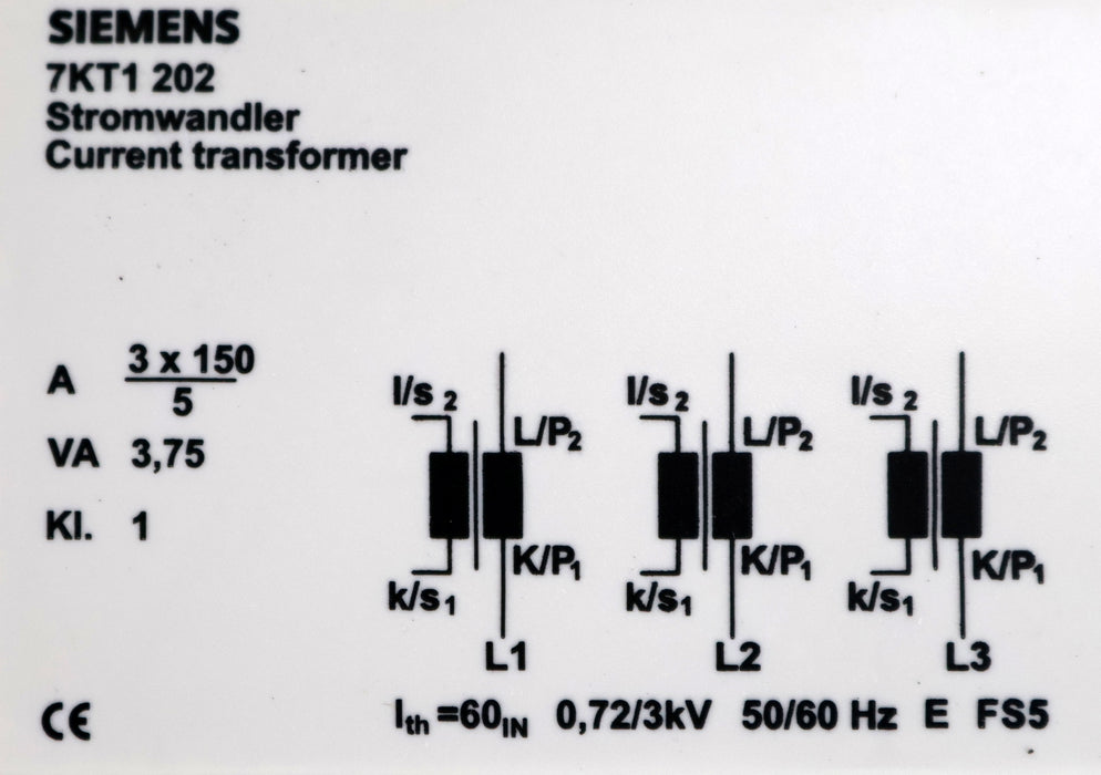 Bild des Artikels SIEMENS-Stromwandler-7KT1202-720VAC-3x-150/5A-unbenutzt-in-OVP