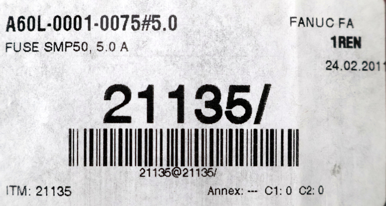 Bild des Artikels FANUC-Sicherung-Fuse-SMP50-Art.Nr.-21135-A60L-0001-0075/5.0-5A-unbenutzt-in-OVP