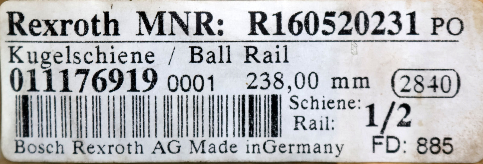 Bild des Artikels REXROTH-Kugelschiene-Baugröße-25-MNR:-R160520231-Länge-238mm-unbenutzt