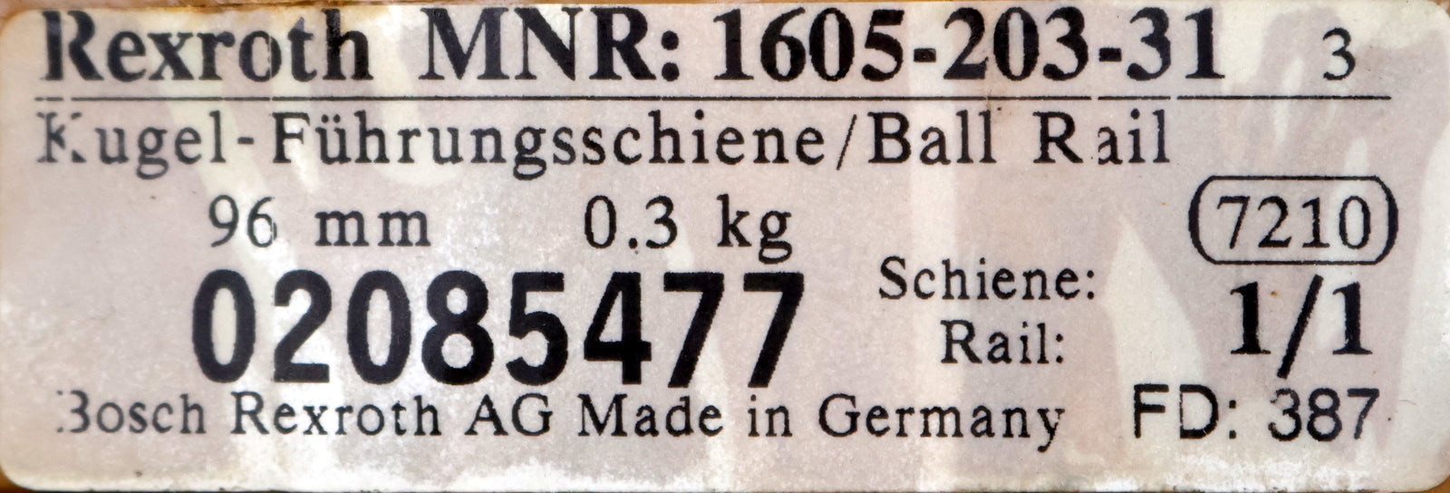 Bild des Artikels REXROTH-Kugel-Führungsschiene-Baugröße-25-MNR:-R160520331-Länge-96mm