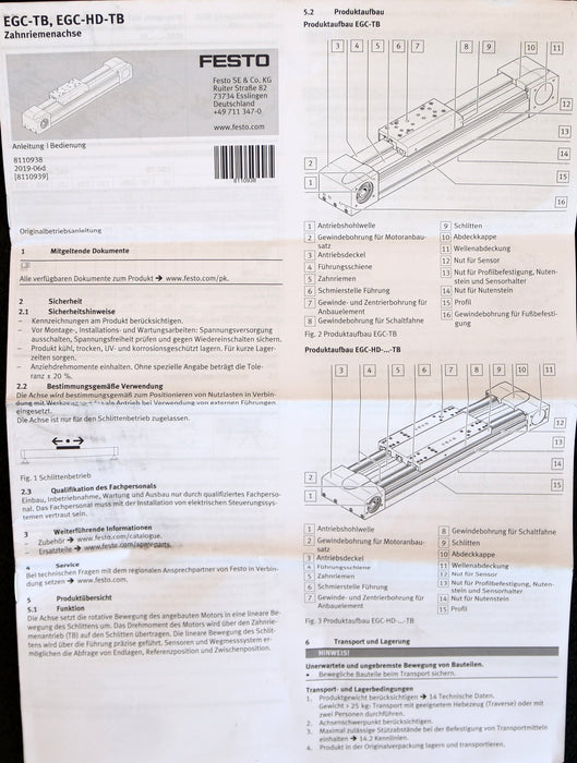 Bild des Artikels FESTO-Zahnriemenachse-EGC-HD-125-1000-TB-0H-GK-Mat.Nr.-556823-Baugröße-125
