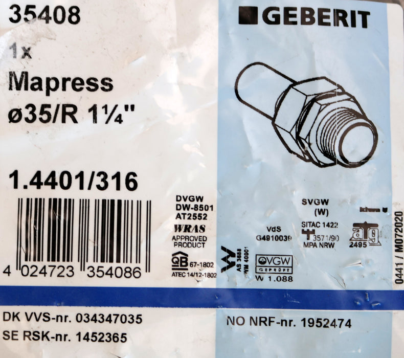Bild des Artikels GEBERIT-Mapress-Übergangsverschraubung-Art.Nr.:-35408-Ø-35mm-R1-1/4''