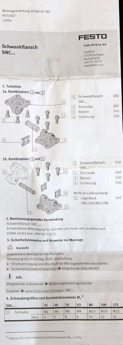 Bild des Artikels FESTO-Schwenkflansch-swivel-flange-SNCS-40-Mat.Nr.-174398-unbenutzt-in-OVP