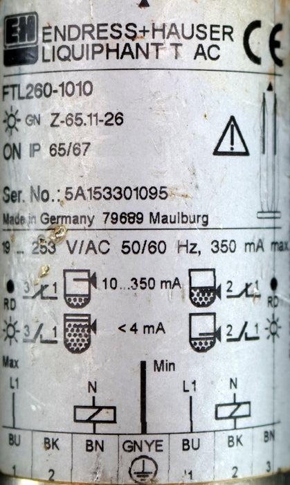 Bild des Artikels ENDRES+HAUSER-Füllstandgrenzschalter-FTL260-1010-19…253V-50/60Hz-<350mA-IP65/67
