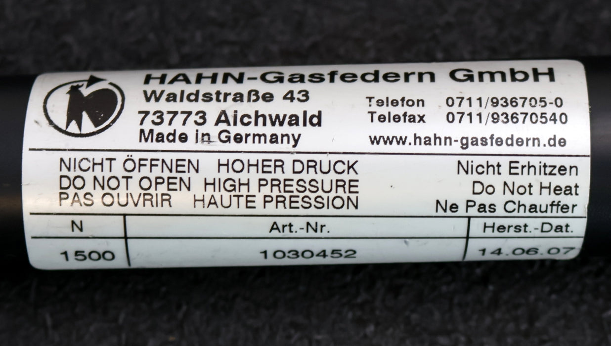 Bild des Artikels HAHN-Gasfeder-Art.Nr.-1030452-1500N-Baulänge-335mm-Hub-120mm-AugeØ-8mm
