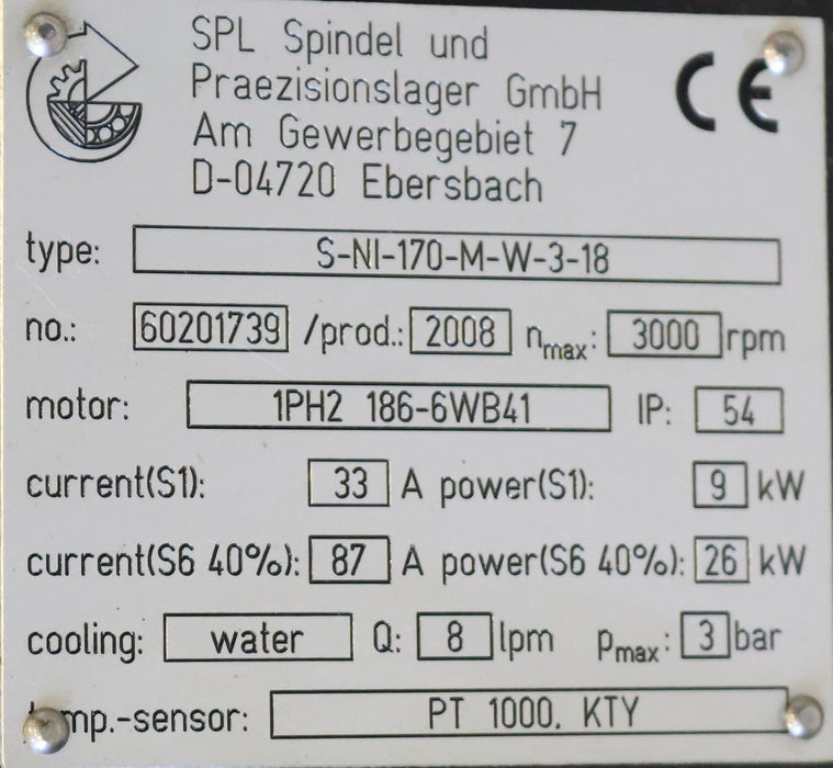Bild des Artikels SPL-Maschinenspindel-Type-S-NI-170-M-W-3-18-No.-60201739-nmax.=-3000U/min