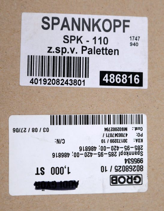 Bild des Artikels RÖHM-/-GROB-Spannkopf-SPK-110-zum-Spannen-von-Paletten-Nr.-486816-1742-OVP