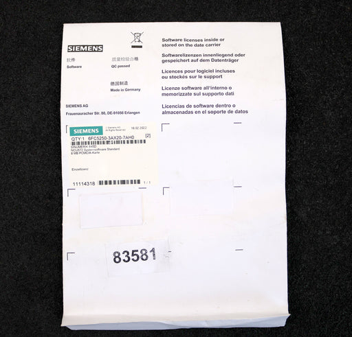 Bild des Artikels SIEMENS-SINUMERIK-840D-Systemsoftware-Standard-NCU572-8MB-PCMCIA-Karte