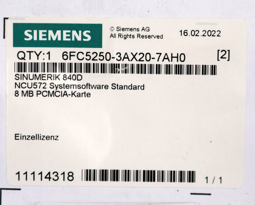 Bild des Artikels SIEMENS-SINUMERIK-840D-Systemsoftware-Standard-NCU572-8MB-PCMCIA-Karte