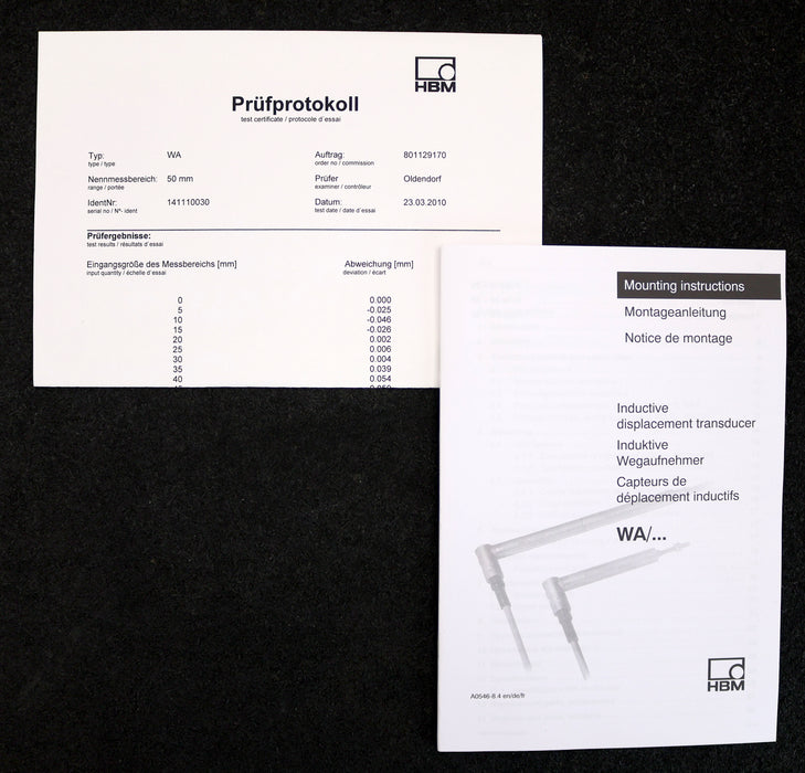 Bild des Artikels HBM-induktiver-Wegaufnehmer-1-WA/50MM-T-Prod.No.-801130543-Messbereich-0-50mm