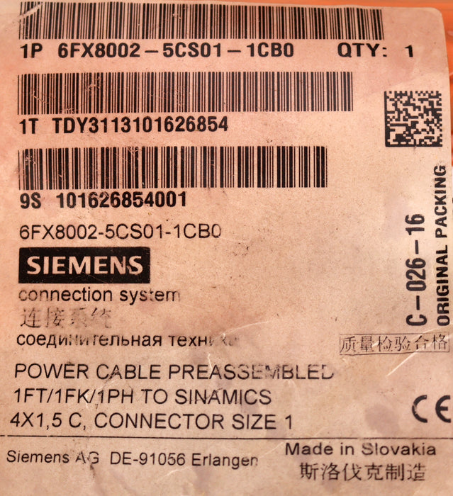 Bild des Artikels SIEMENS-Leistungskabel-Servomotor-21m-Länge-6FX8002-5CS01-1CB0-unbenutzt
