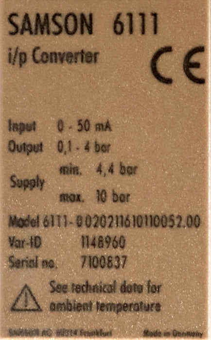Bild des Artikels SAMSON-i/p-Converter-EB-6111-Varianten-ID-1148960-unbenutzt-in-OVP