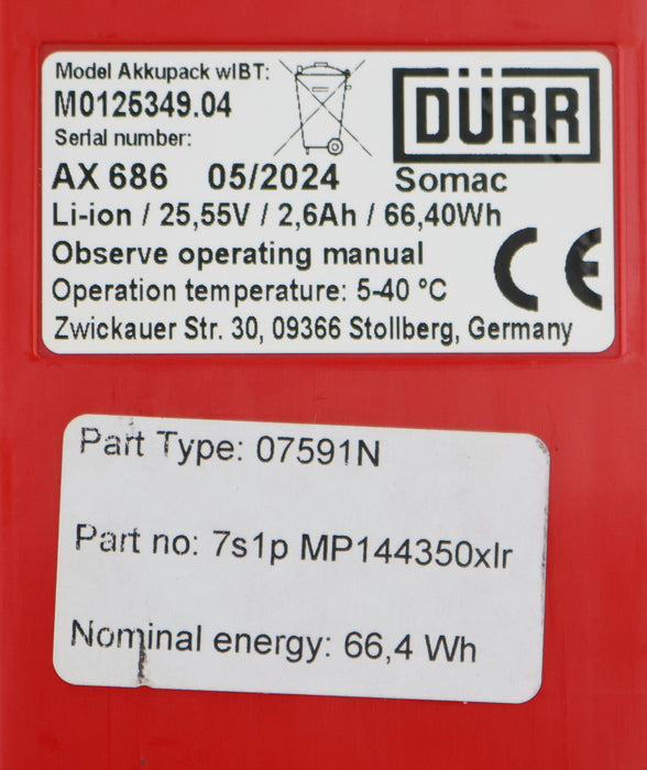 Bild des Artikels DÜRR-SOMAC-Akkupack-2.6Ah-M0125349.04-07591N-mit-Einzelzellenladung-AX-686