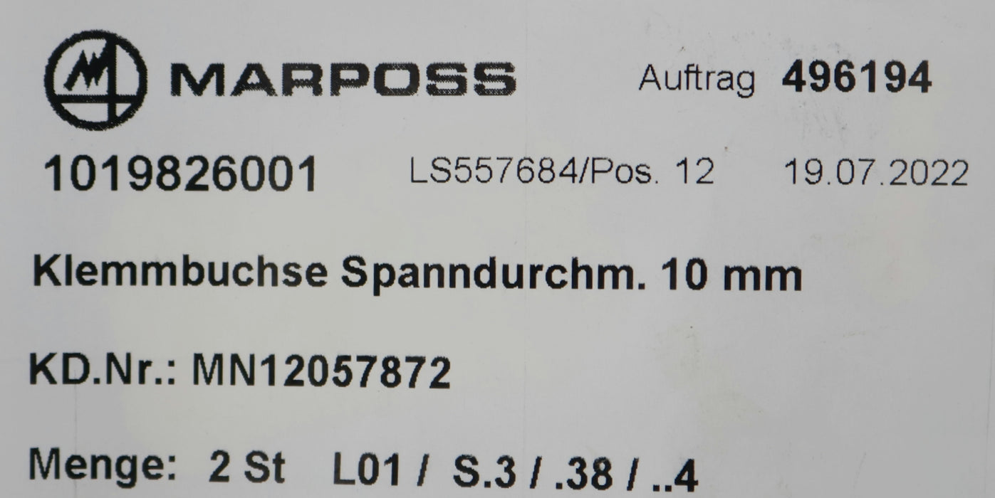 Bild des Artikels MARPOSS-2x-Klemmbuchse-SpannØ-10mm-1019826001-unbenutzt