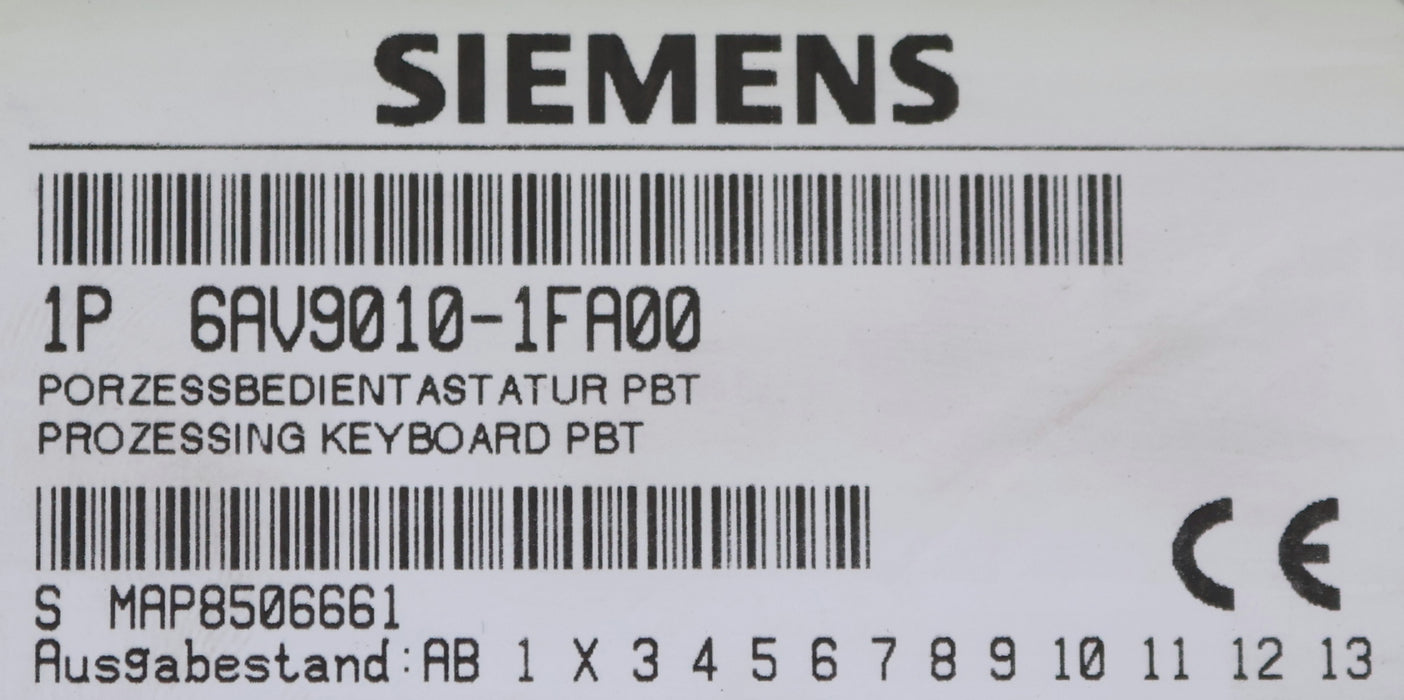 Bild des Artikels SIEMENS-Prozessbedientastatur-PBT-6AV9010-1FA00-ohne-Schlüssel-gebraucht