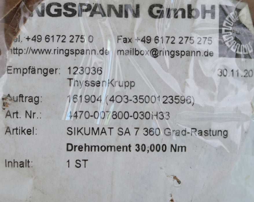 Bild des Artikels RINGSPANN-Rutschkupplung-SIKUMAT-SA-7-360°-Rasterung-Drehmoment-30Nm